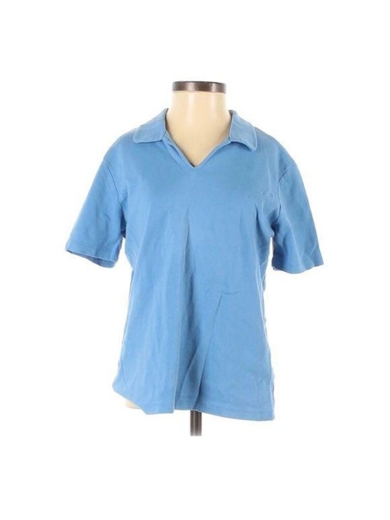 Talbots Womens Blue Cotton Polo Shirt Short Sleeve S